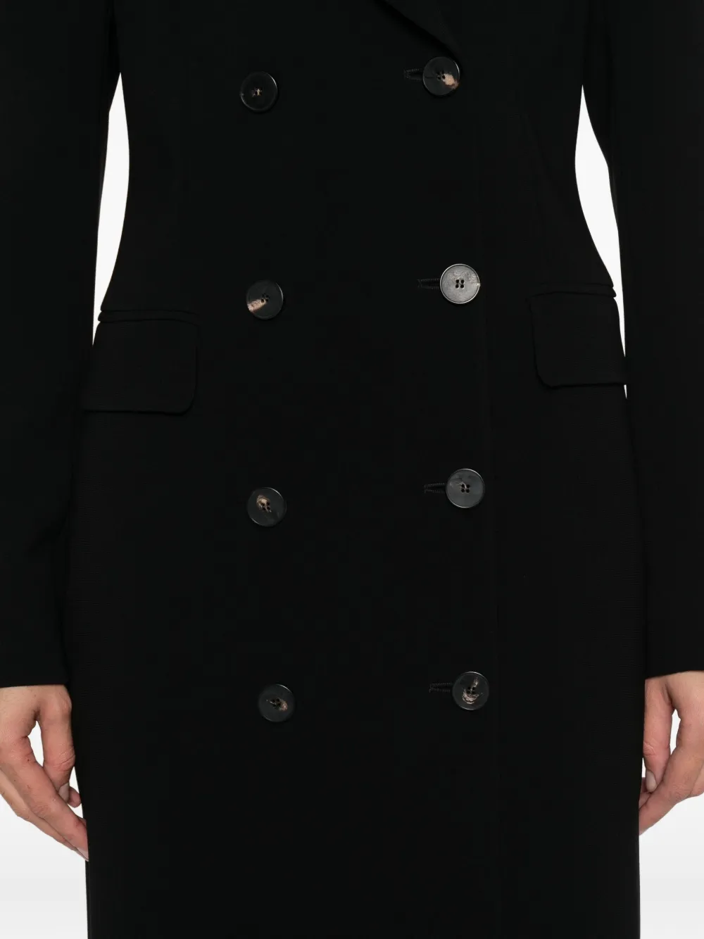 Alberto Biani Midi-jurk met dubbele rij knopen Zwart