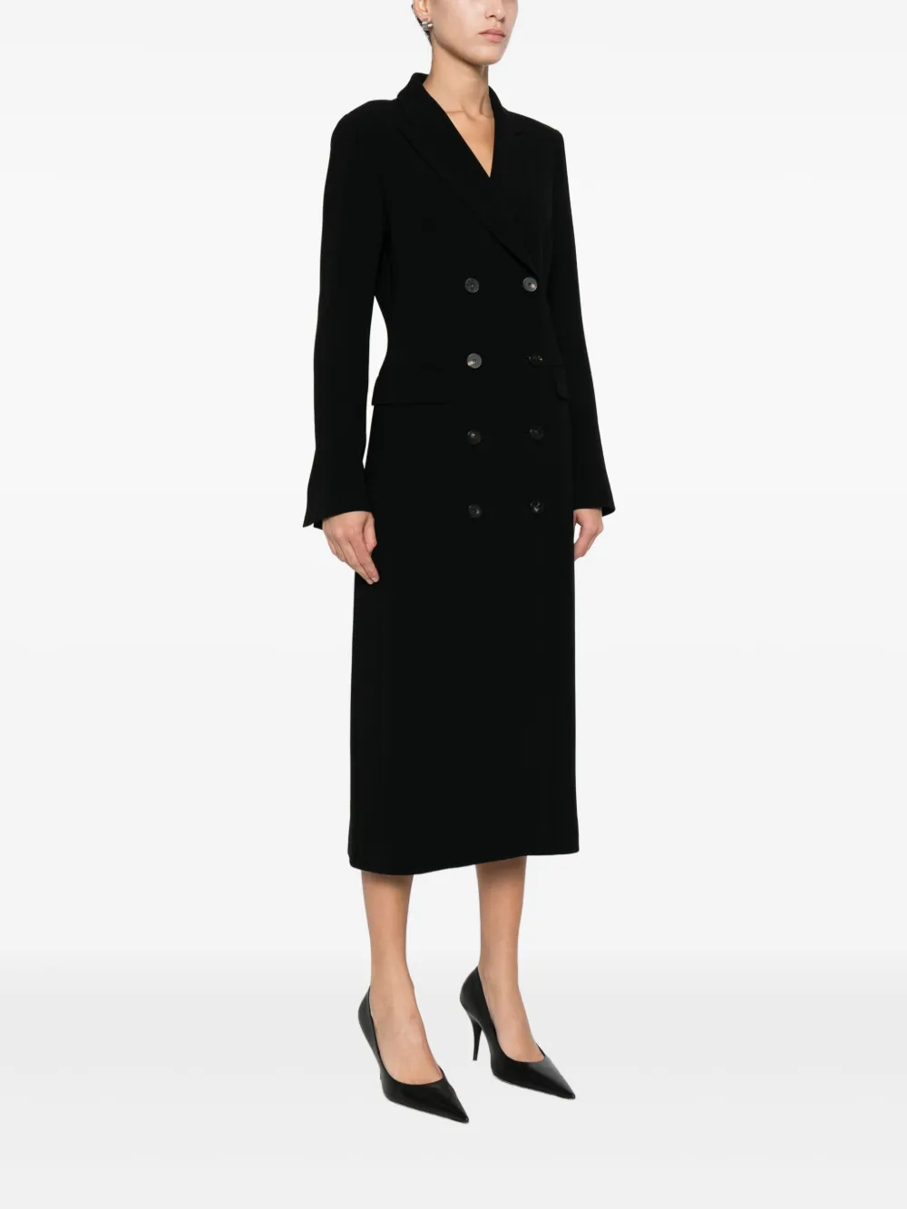 Alberto Biani Midi-jurk met dubbele rij knopen Zwart