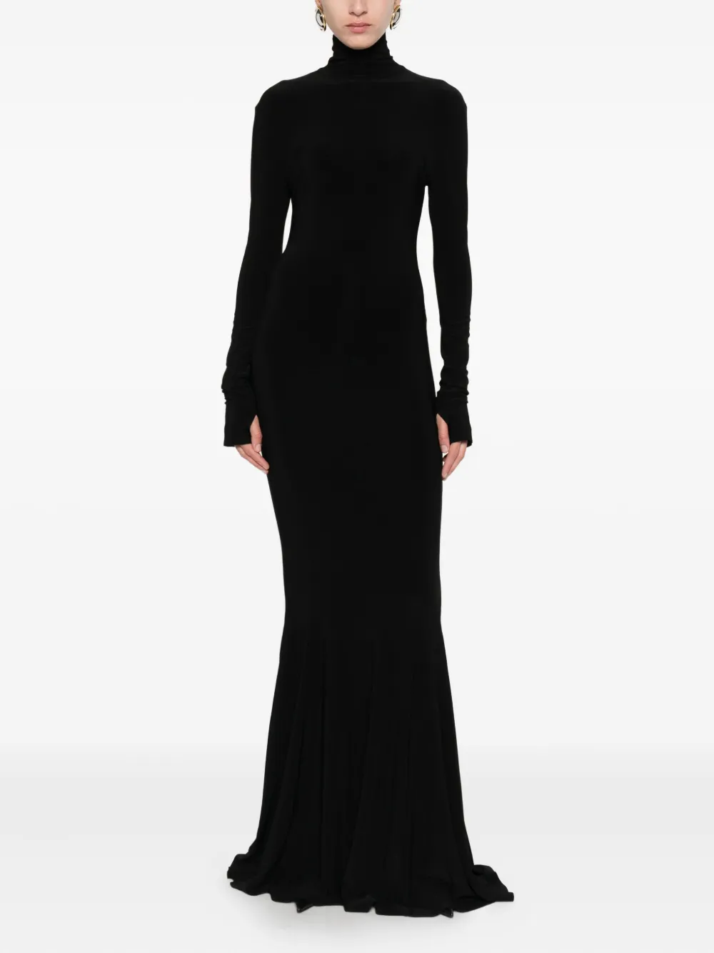Norma Kamali long-sleeve roll-neck dress - Zwart