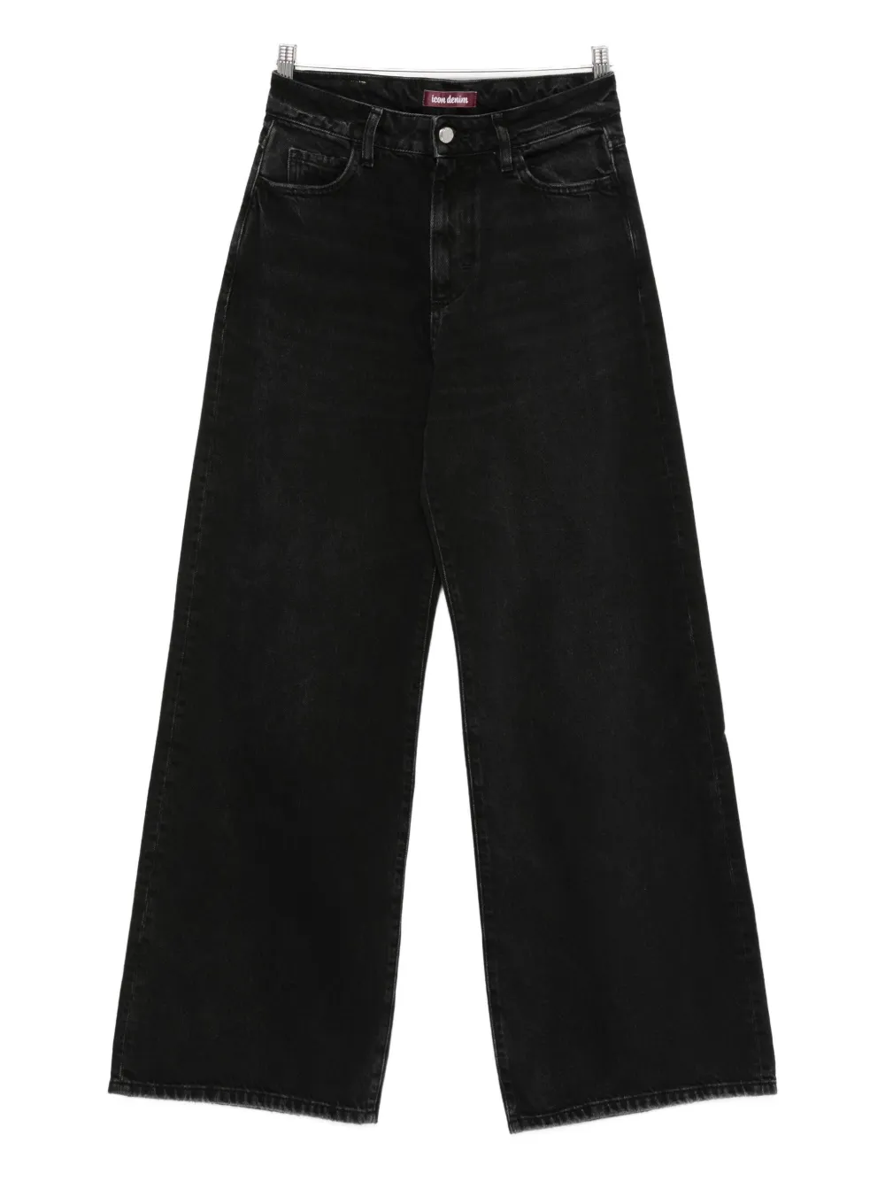 Icon Denim Cotton Wide-leg Jeans In Black