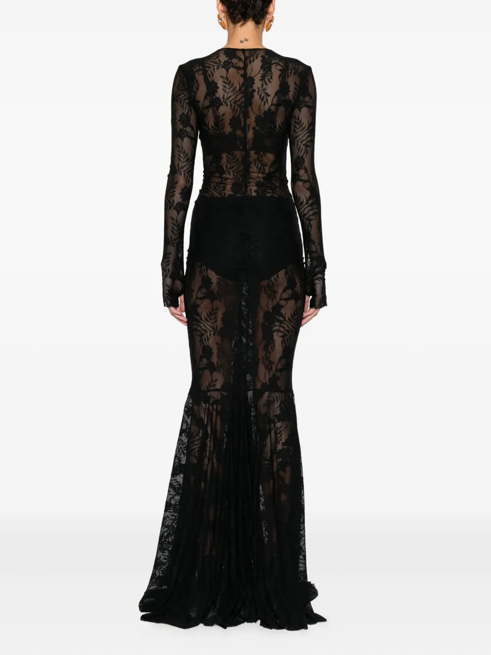 Norma Kamali Maxi-jurk met lange mouwen en V-hals Zwart