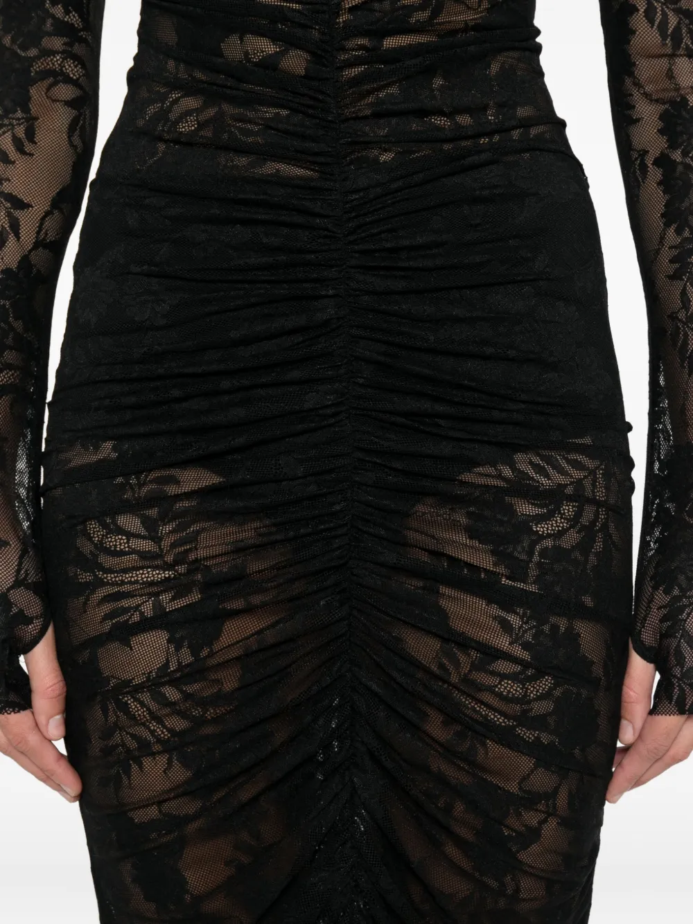 Norma Kamali Maxi-jurk met lange mouwen en V-hals Zwart