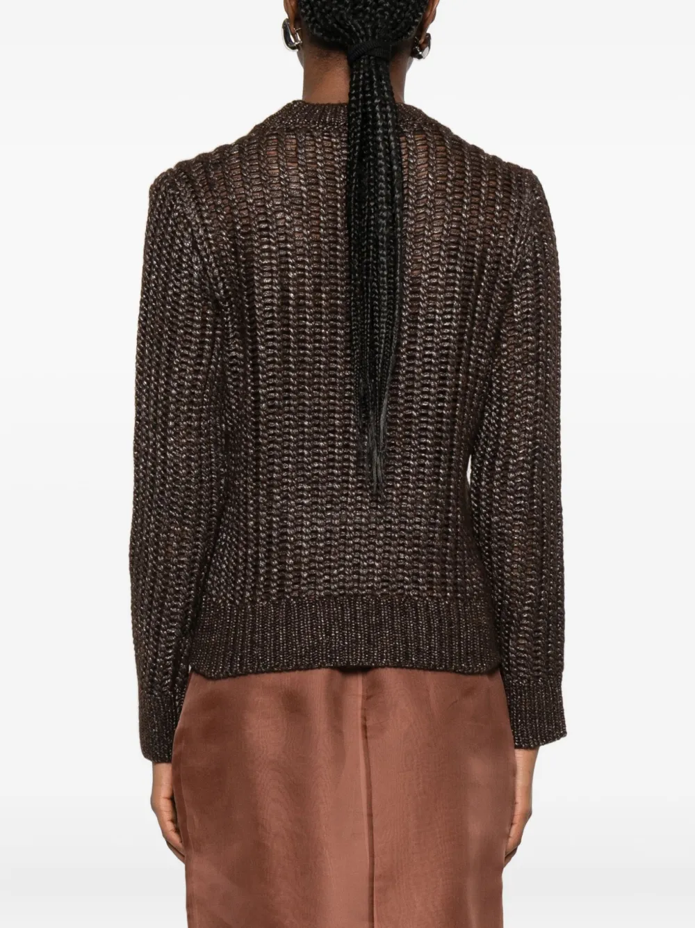 Peserico Crew Neck Sweater In Brown