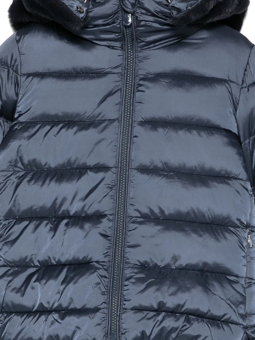 Save The Duck Faux-fur Hooded Padded Jacket In Blue
