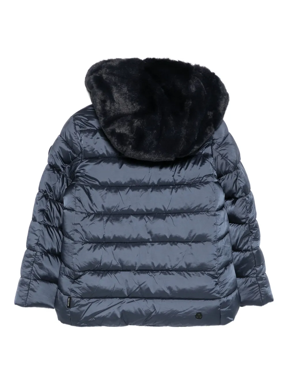 Save The Duck Faux-fur Hooded Padded Jacket In Blue