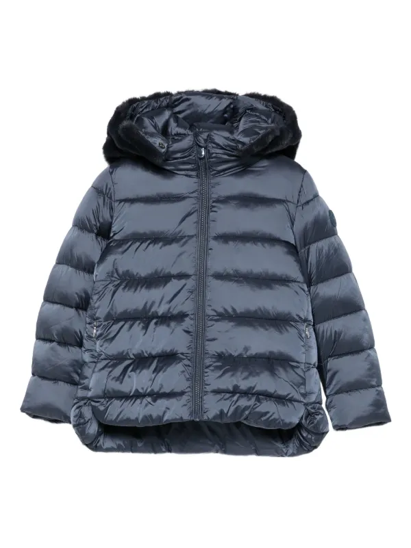 Save The Duck Kids faux-fur Hooded Padded Jacket Blue