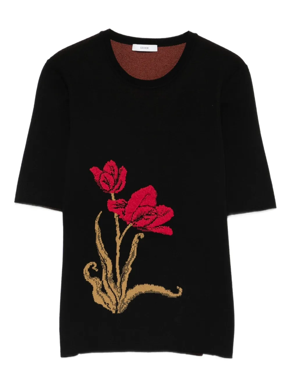 ERDEM floral-jacquard knitted T-shirt - Nero