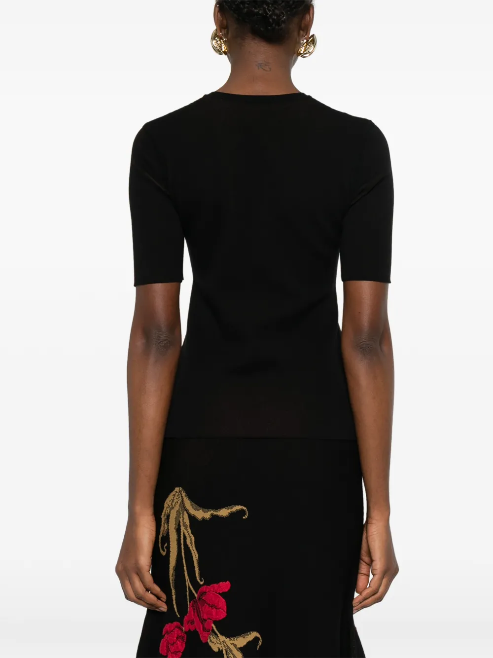 Erdem Floral-jacquard Knitted T-shirt In Black