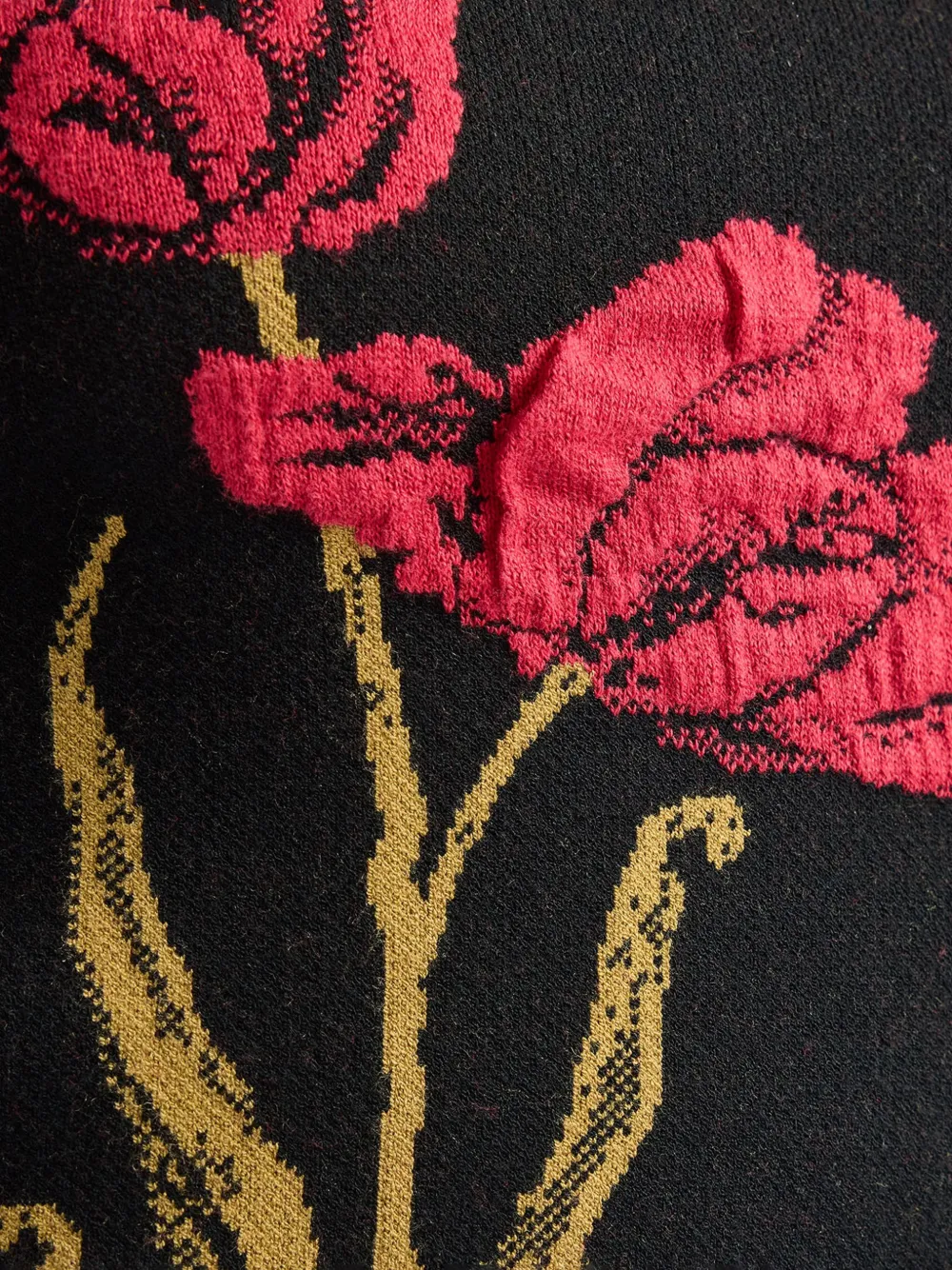 ERDEM Gebreid T-shirt met bloemenjacquard Zwart