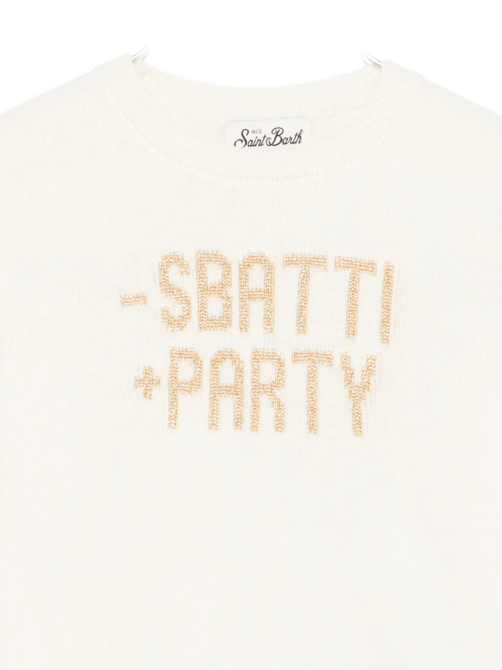 Mc2 Saint Barth Intarsia-knit Logo Sweater In Neutral