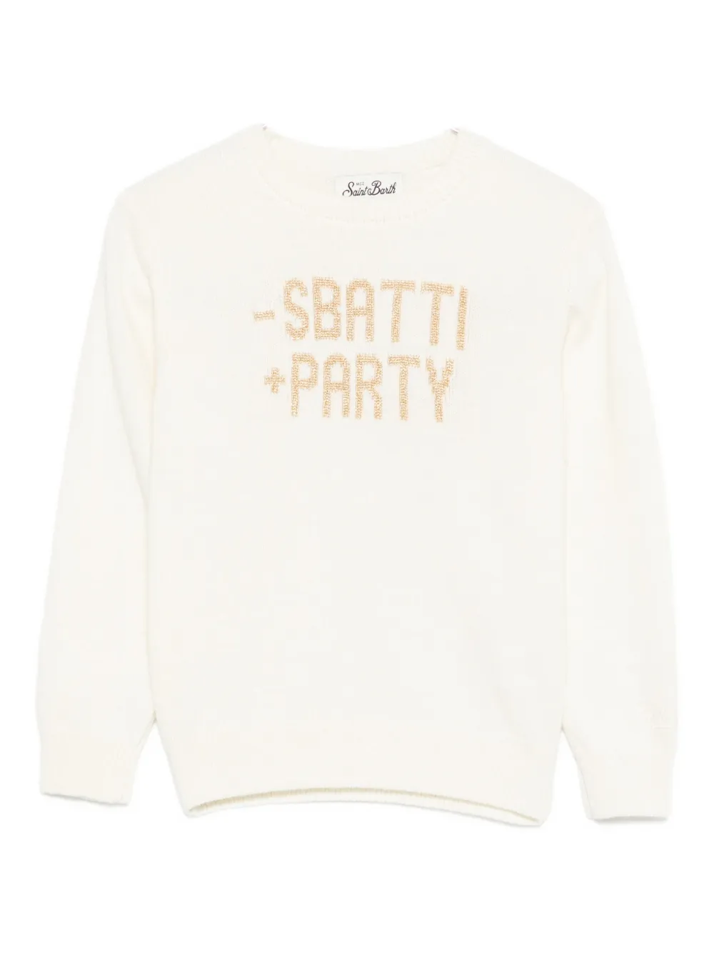Mc2 Saint Barth Intarsia-knit Logo Sweater In Neutral