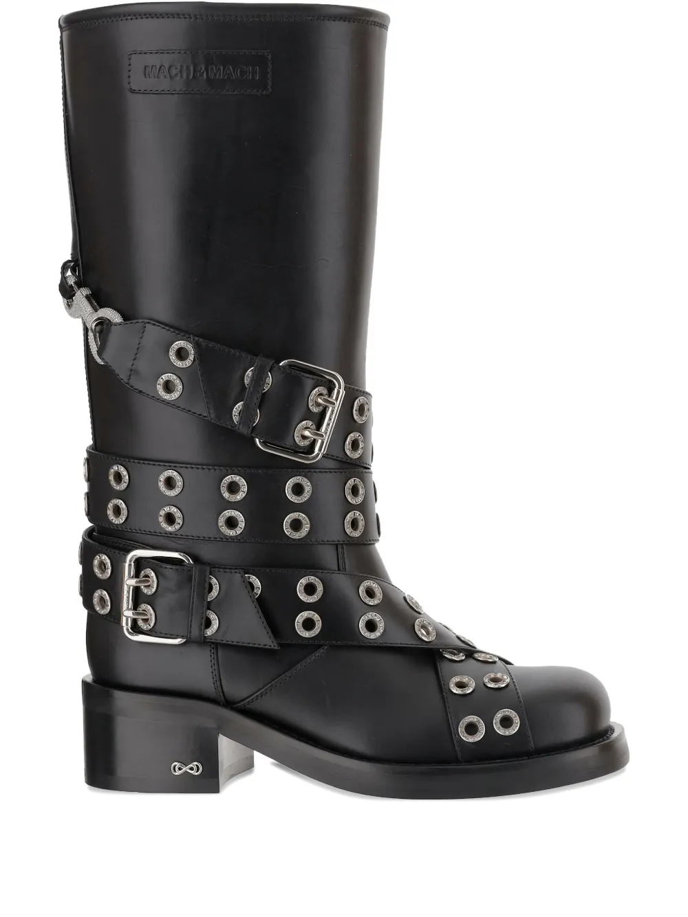 MACH & MACH 50mm eyelet-detail buckle-strap boots Zwart