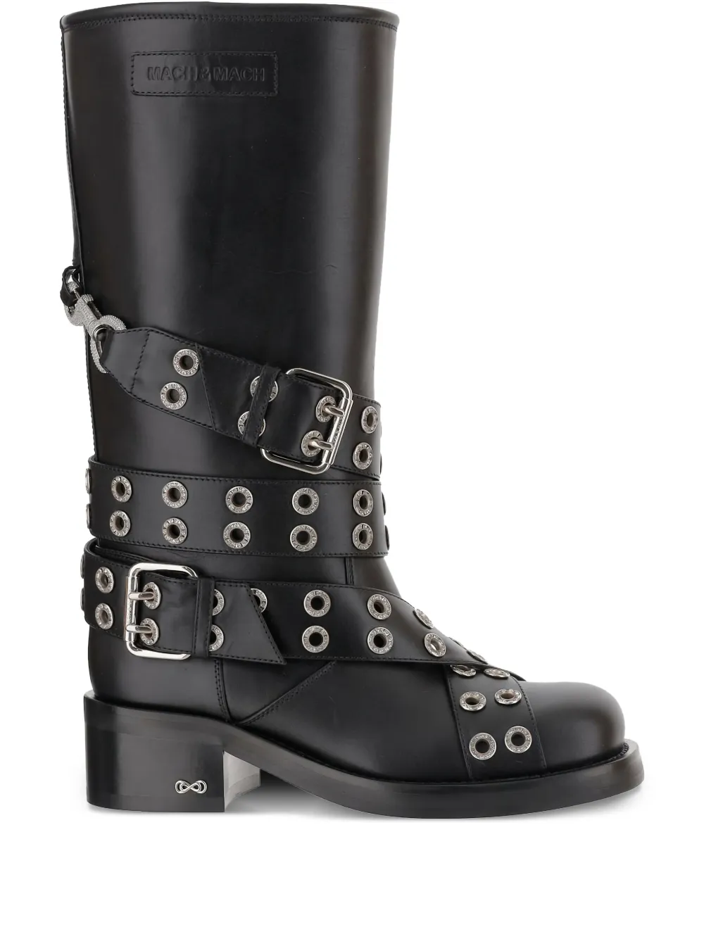 MACH & MACH 50mm eyelet-detail buckle-strap boots Zwart