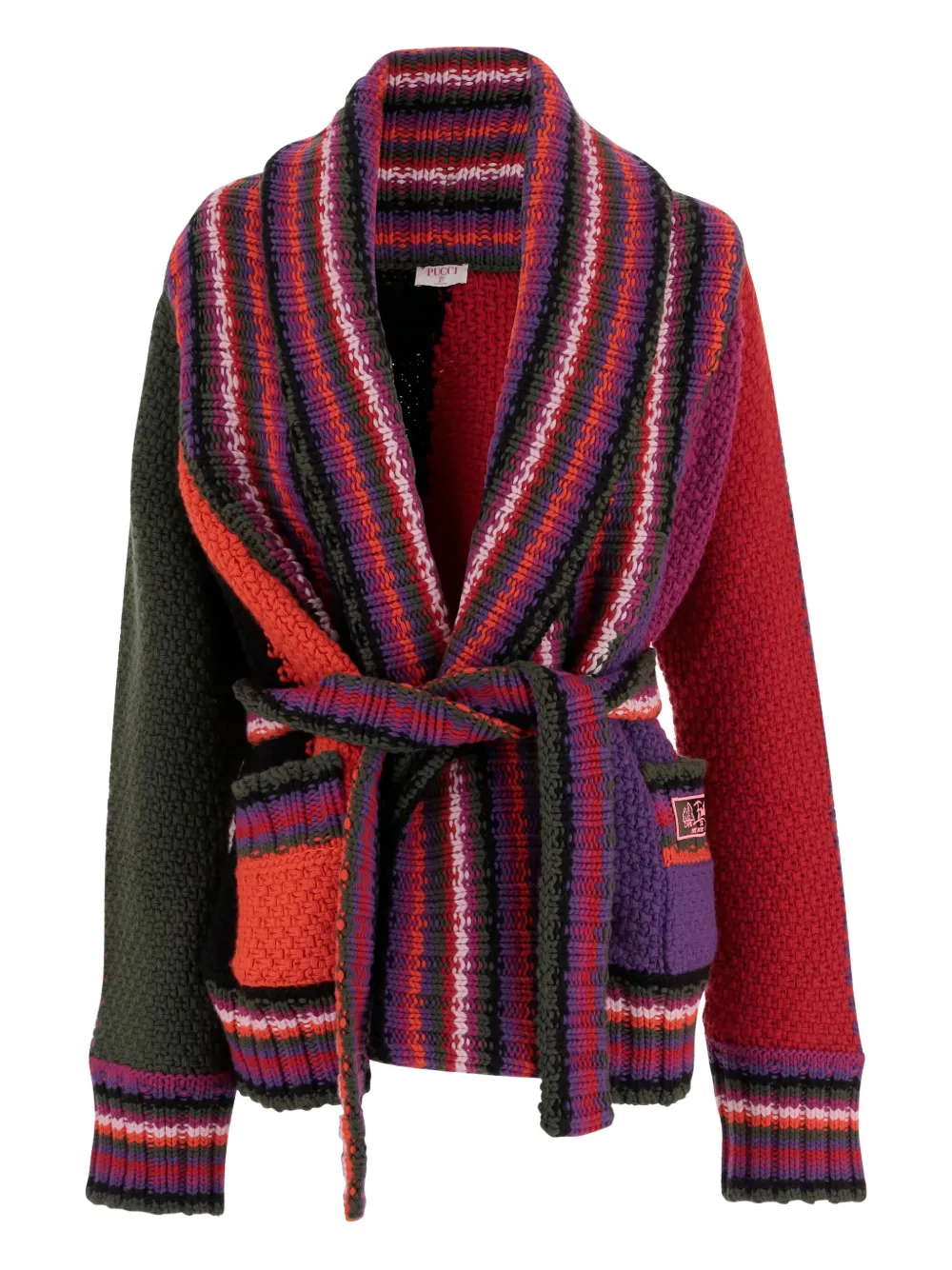 Pucci Orchids Print Oversized Colorblock Cardigan Clothing In Multi