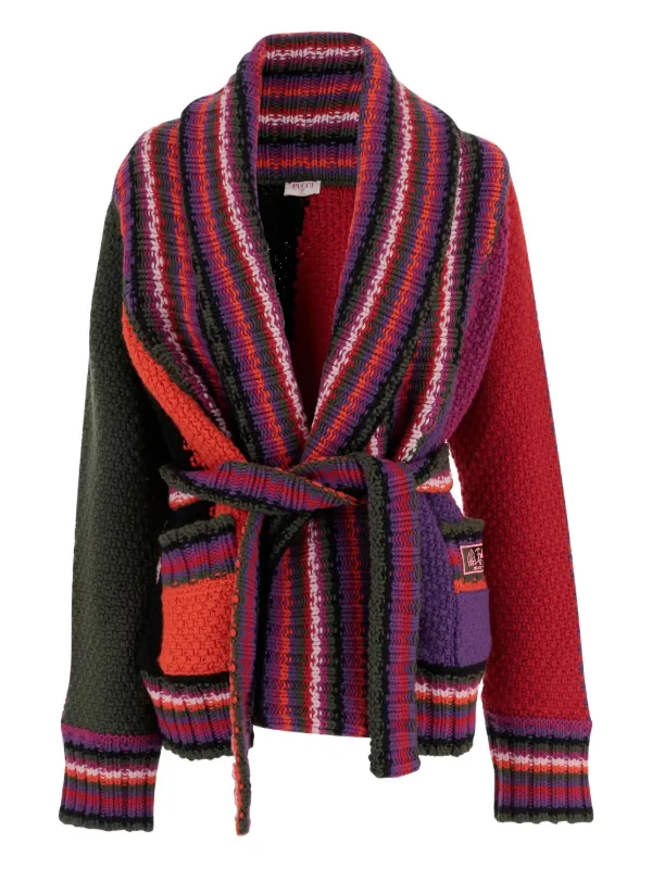 Pucci Oversized Colorblock Cardigan in Red