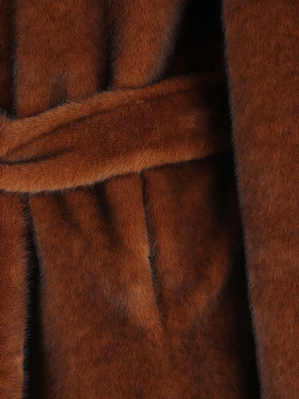 Herno Jas van imitatiebont met ceintuur Bruin