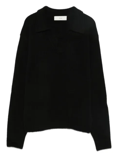 DUNST polo-collar V-neck sweater