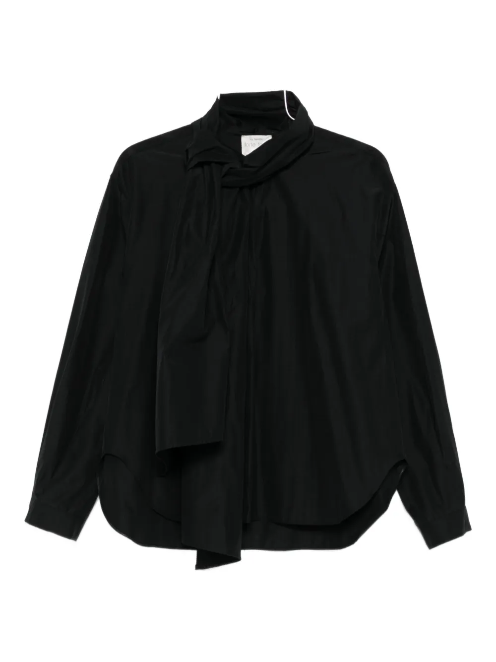 Forte Forte Midi Top With Bow And Sheer Overlay In Black