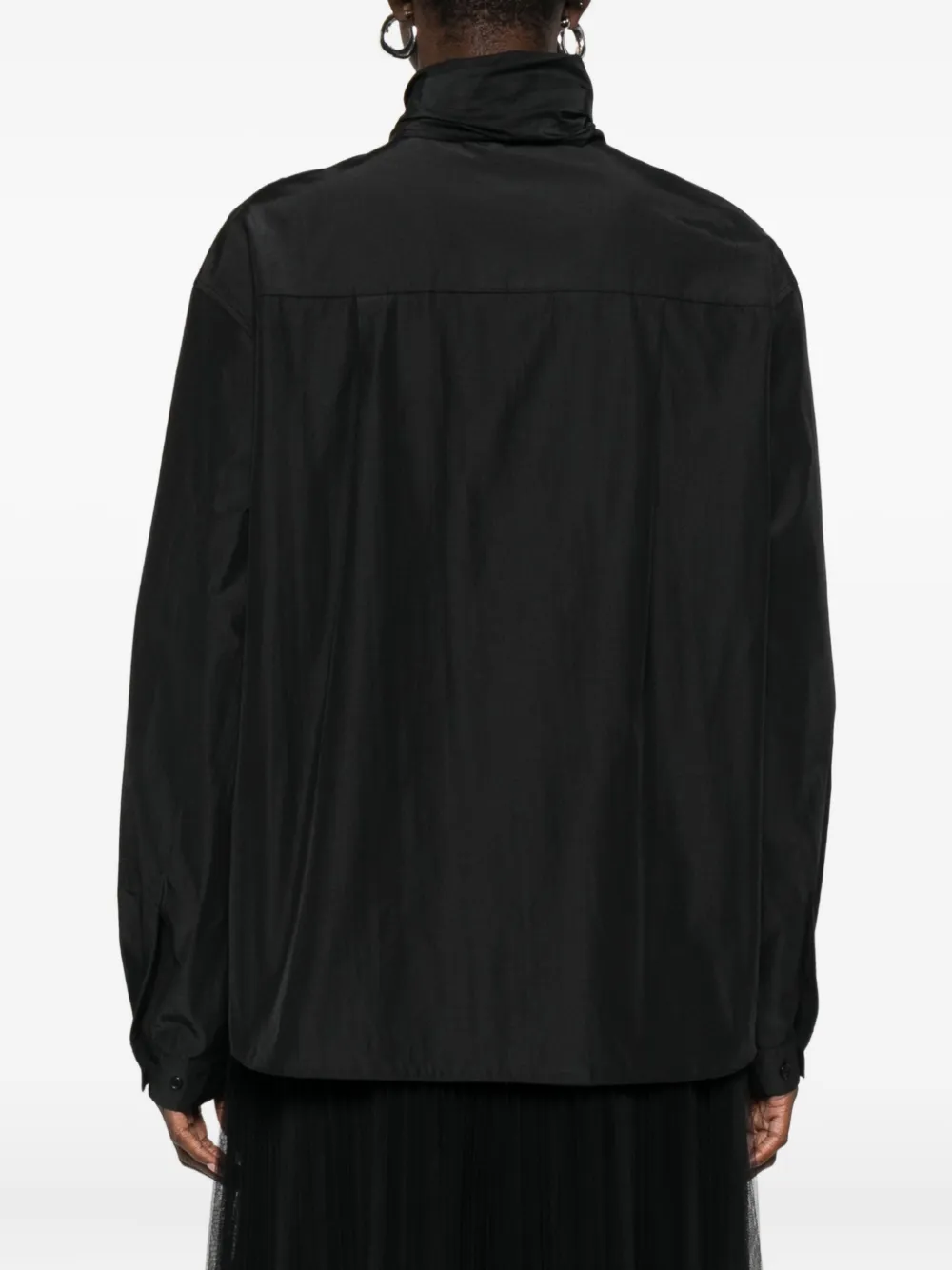 Forte Forte Midi Top With Bow And Sheer Overlay In Black