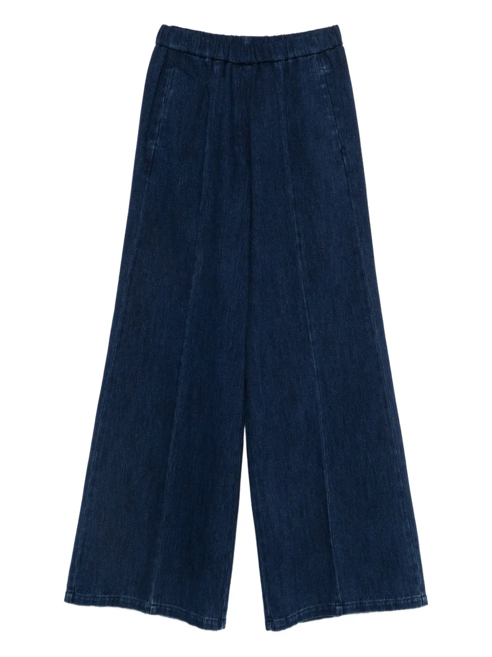 Forte Forte Wide Leg Trousers With Elastic Waist And Pleats In Blue