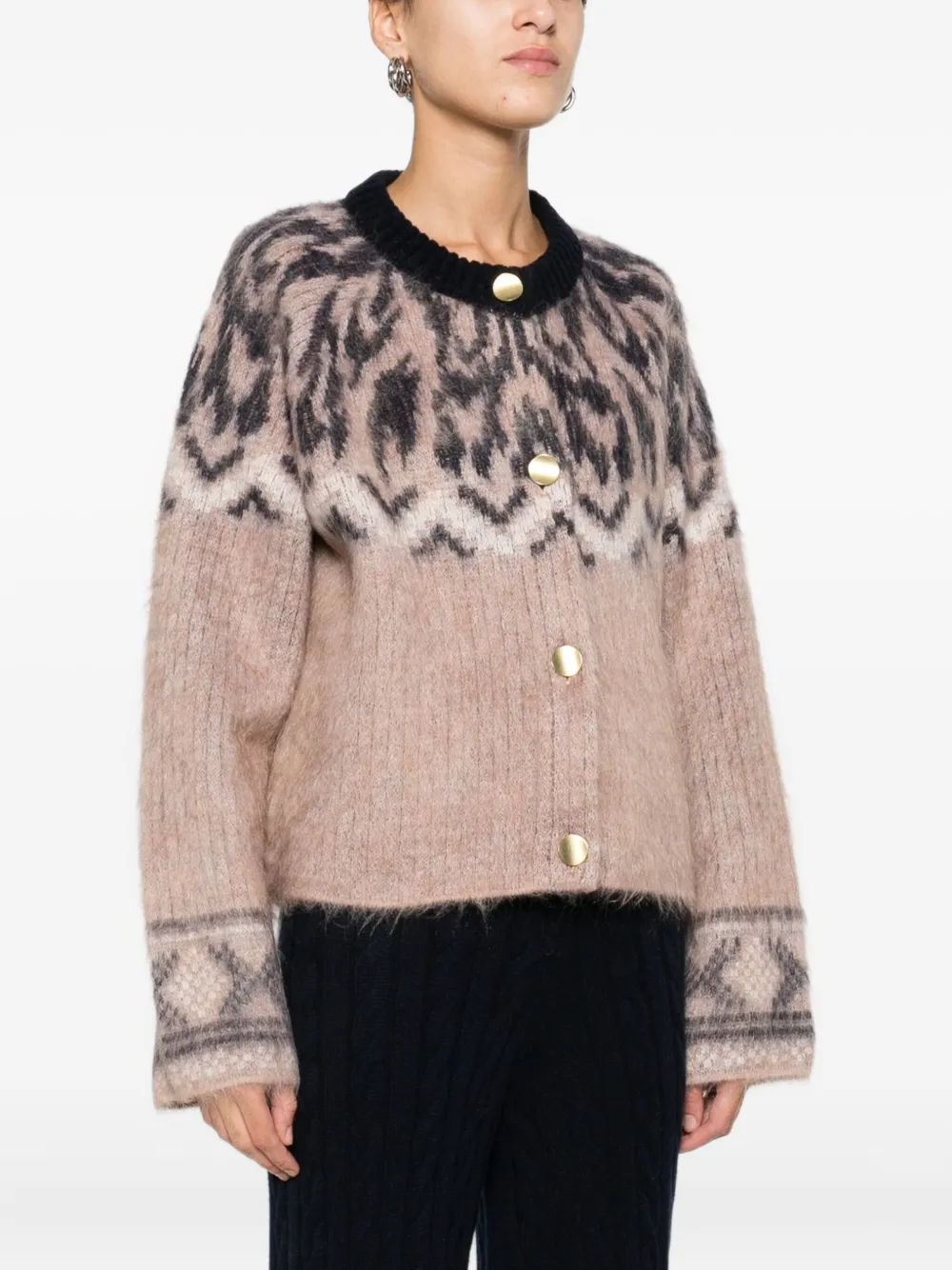Forte Forte Long Sleeve Patterned Knitwear Cardigan In Multi
