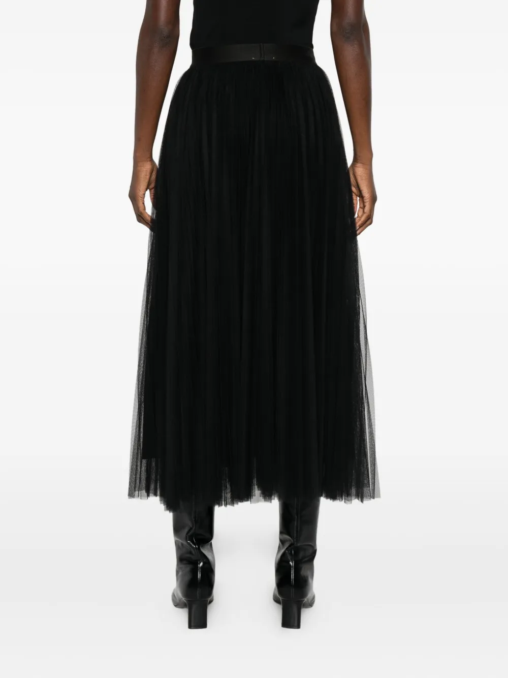 Forte Forte Midi A-line Skirt Sheer Overlay In Black