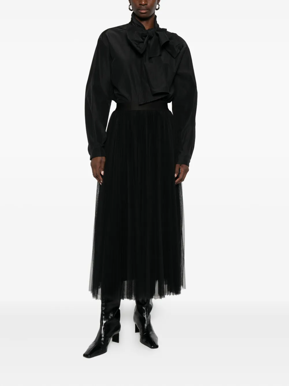Forte Forte Midi A-line Skirt Sheer Overlay In Black