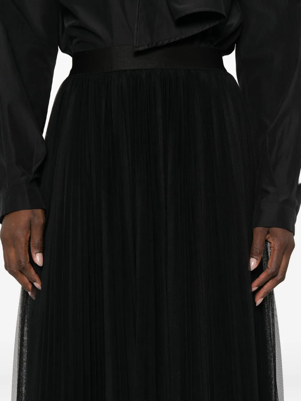Forte Forte Midi A-line Skirt Sheer Overlay In Black