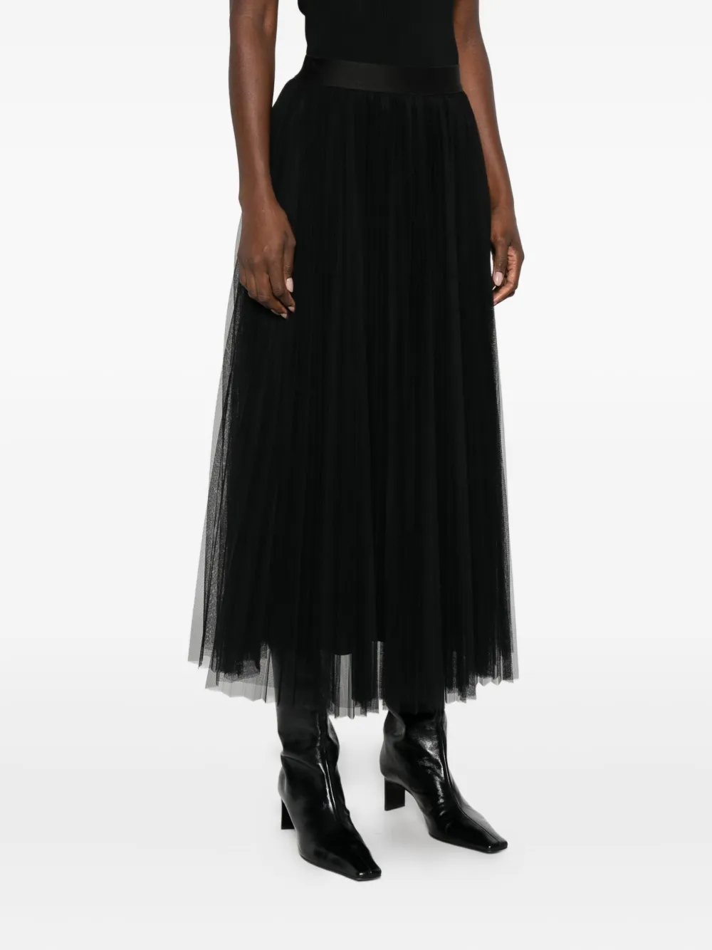 Forte Forte Midi A-line Skirt Sheer Overlay In Black