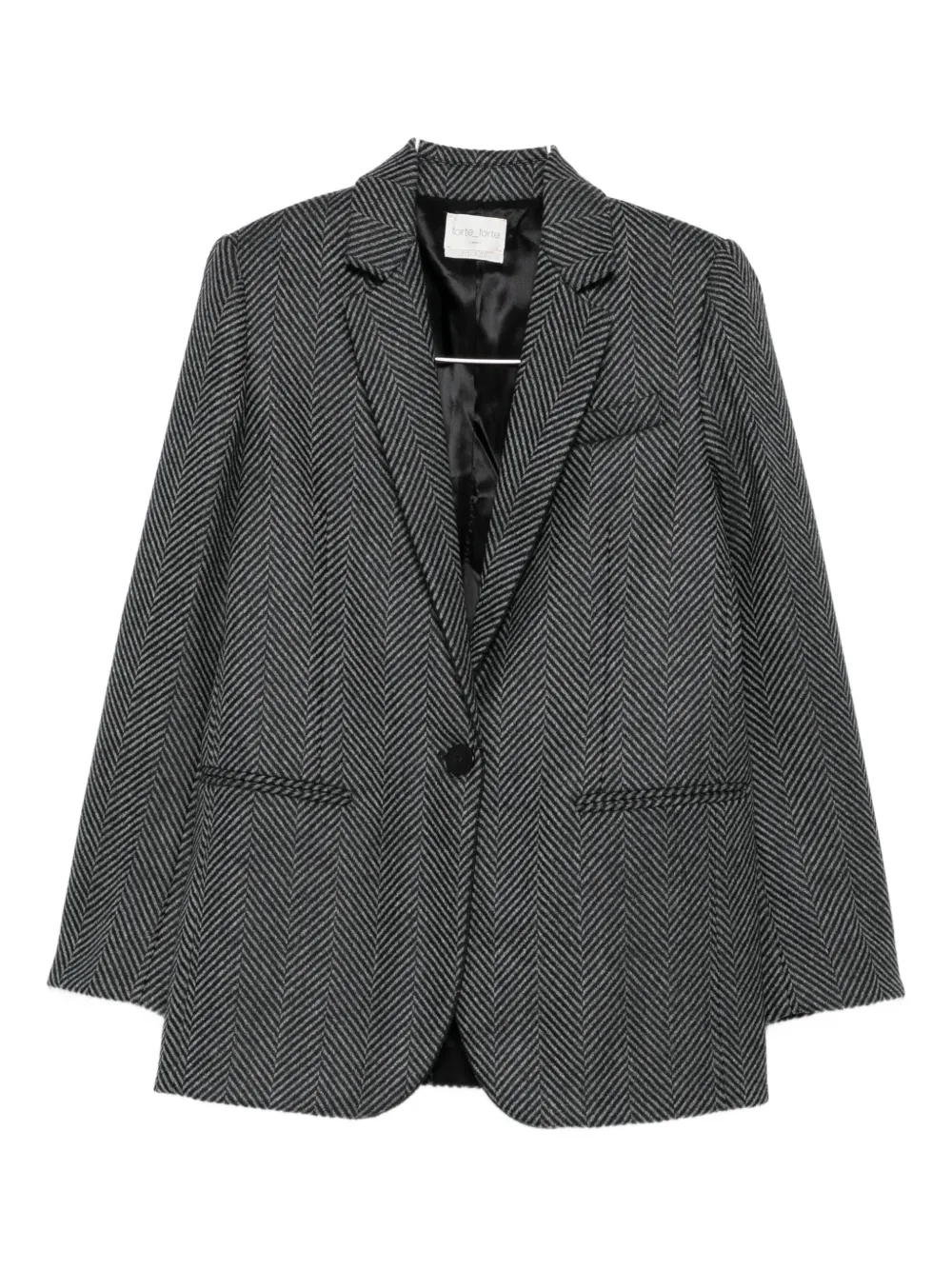 Forte Forte Herringbone Pattern Blazer Front Pockets In Black