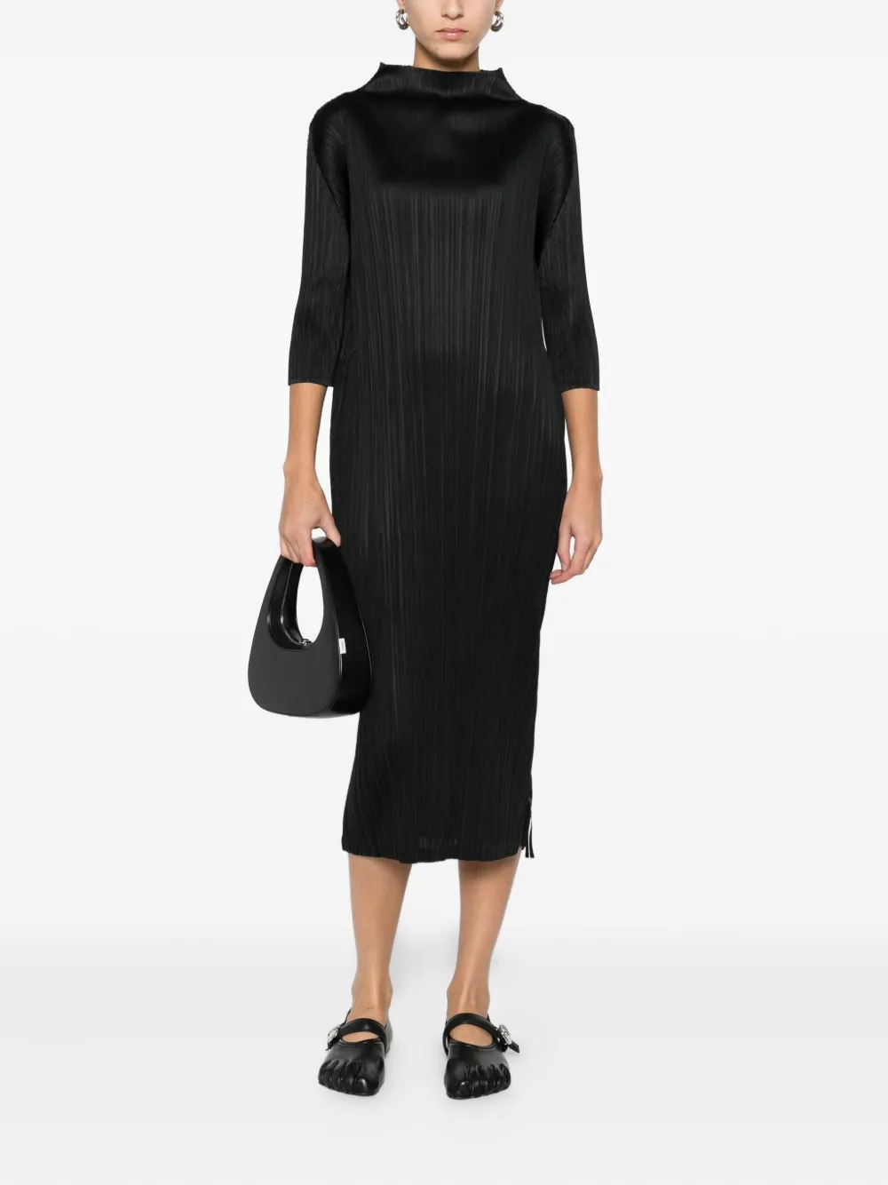Pleats Please Issey Miyake plissé-effect midi dress - Zwart