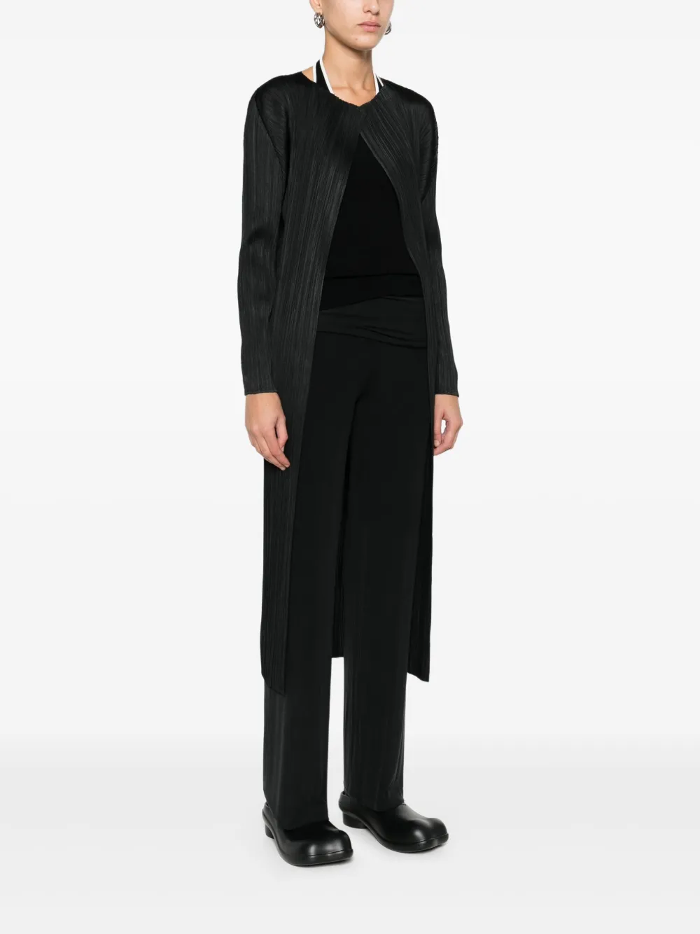 Pleats Please Issey Miyake Vest met open voorkant Zwart