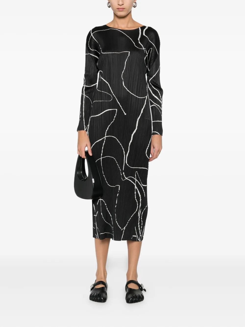 Pleats Please Issey Miyake plissé-effect midi dress - Zwart