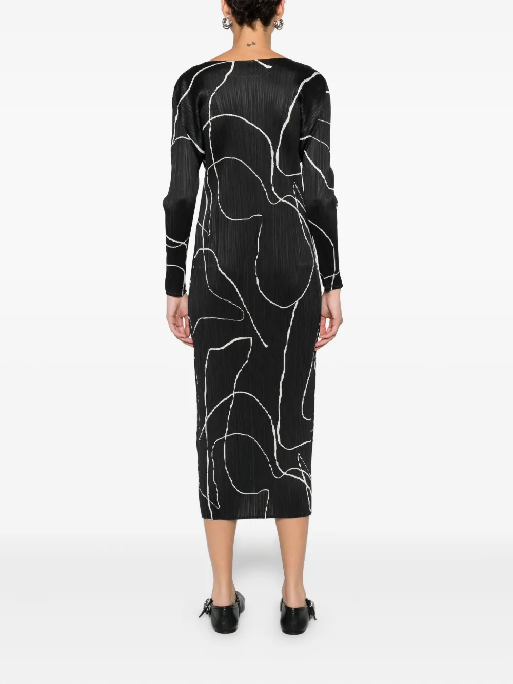 Issey Miyake Plissé-effect Midi Dress In Black