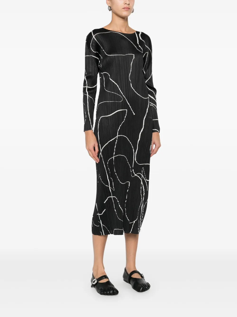 Pleats Please Issey Miyake Midi-jurk met plissé-effect Zwart