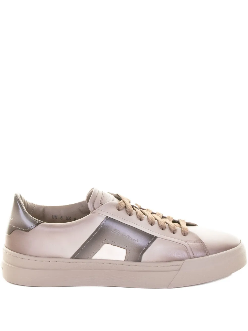 Santoni Leren sneakers met vlakken Beige