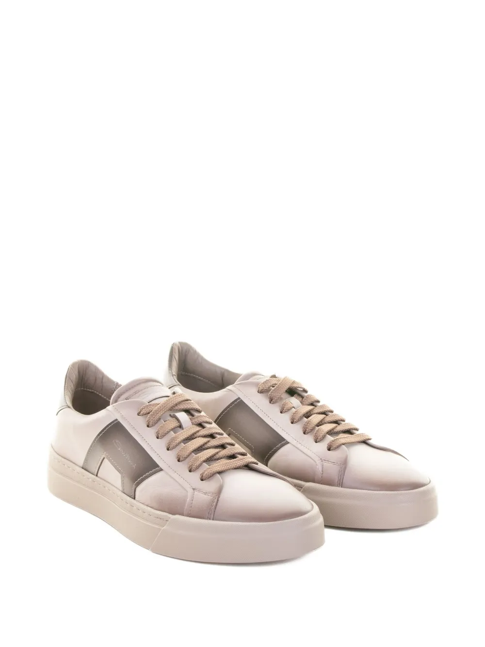 Santoni Leren sneakers met vlakken Beige