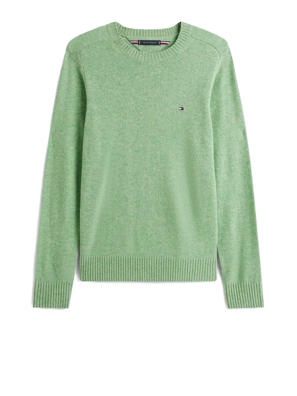 Tommy Hilfiger Logo-detail Crew-neck Sweater In Green