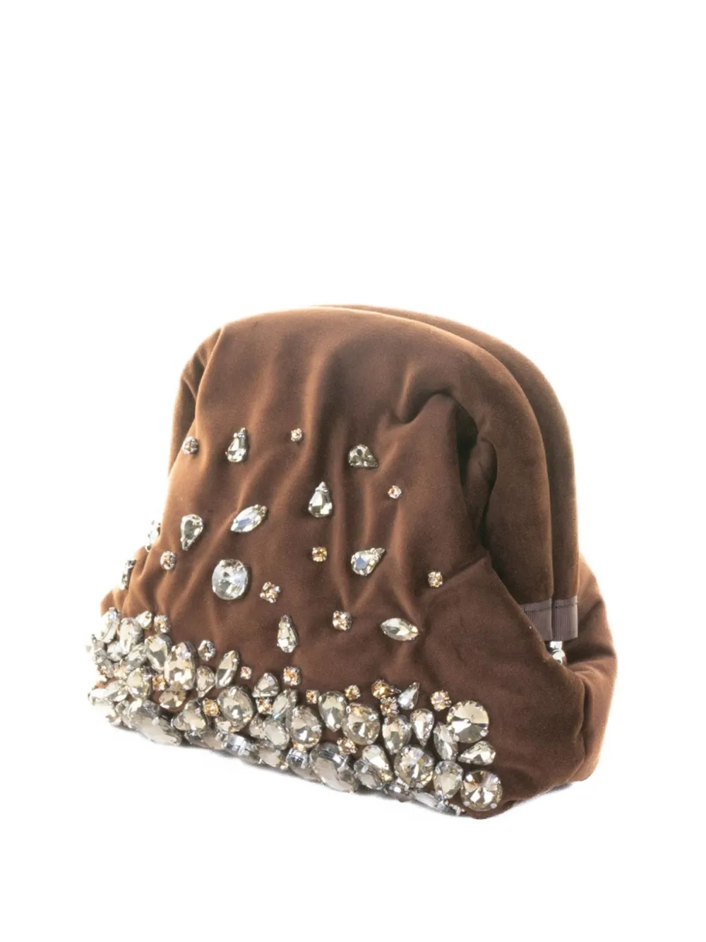 Maria La Rosa Pepita verfraaide clutch Bruin