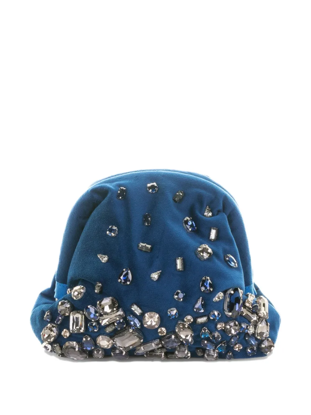 Maria La Rosa Pepita embellished velvet clutch bag - Blauw