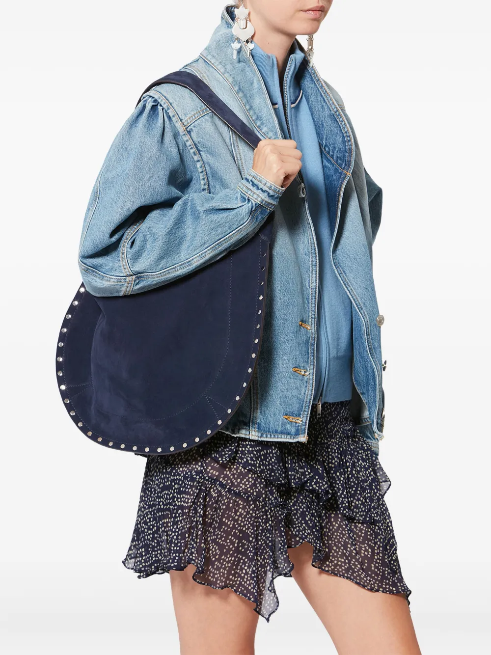 ISABEL MARANT Oskan schoudertas met studs - Blauw