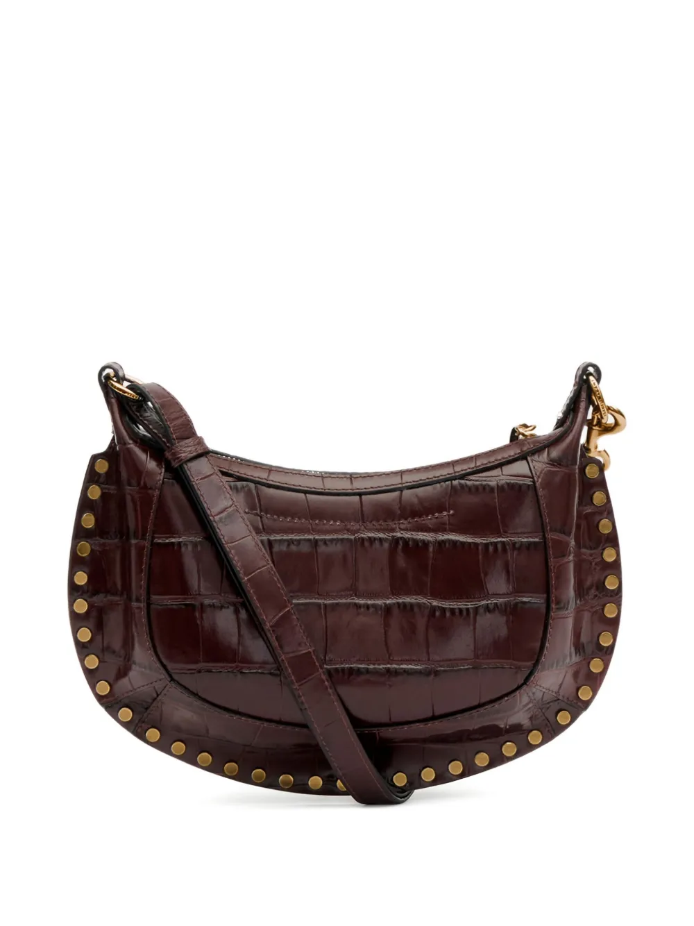 Isabel Marant Oskan Studded Croc-embossed Shoulder Bag In Brown