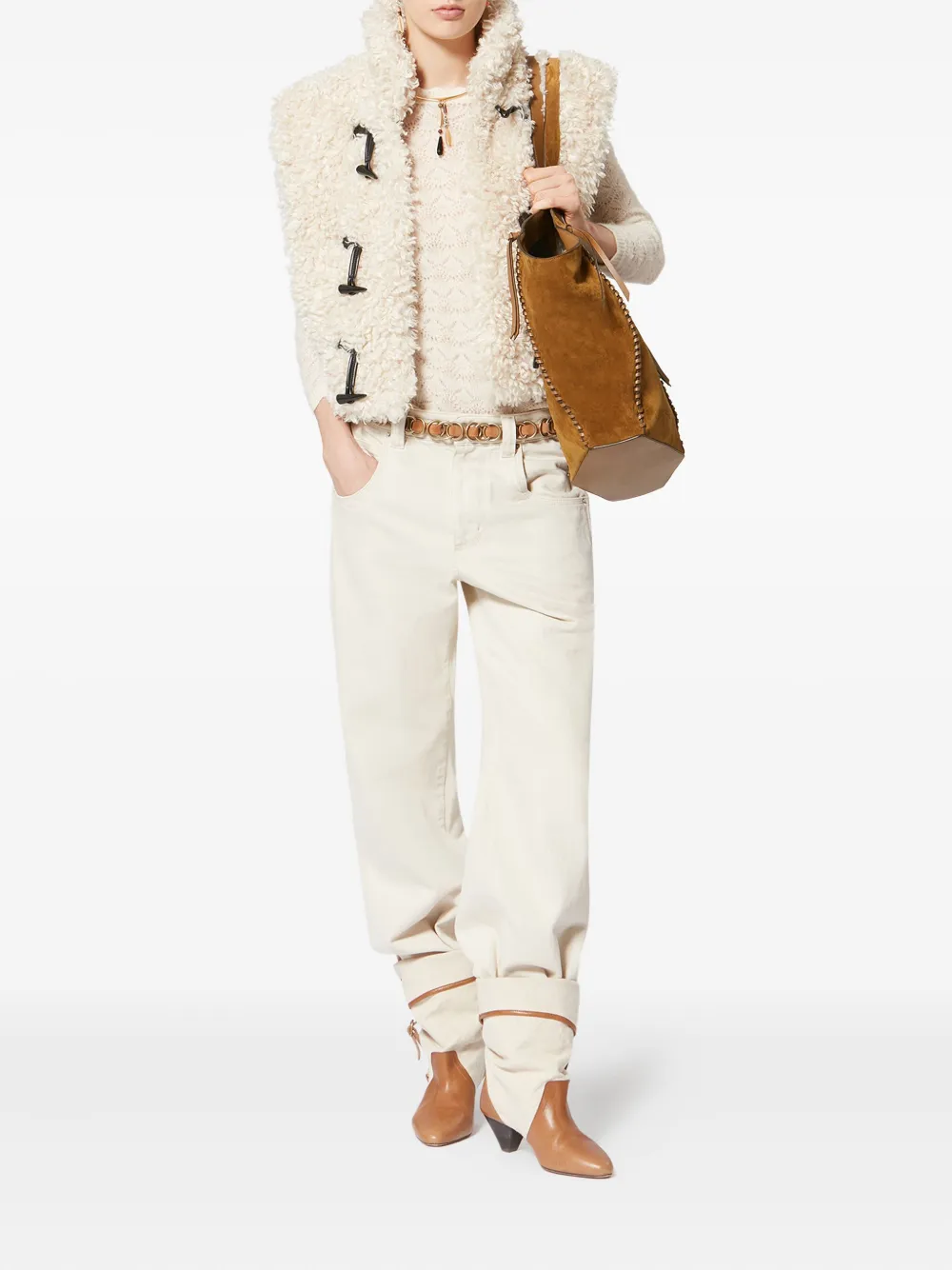 Isabel Marant Stitched Tampa Tote Shoulder Bag In Brown