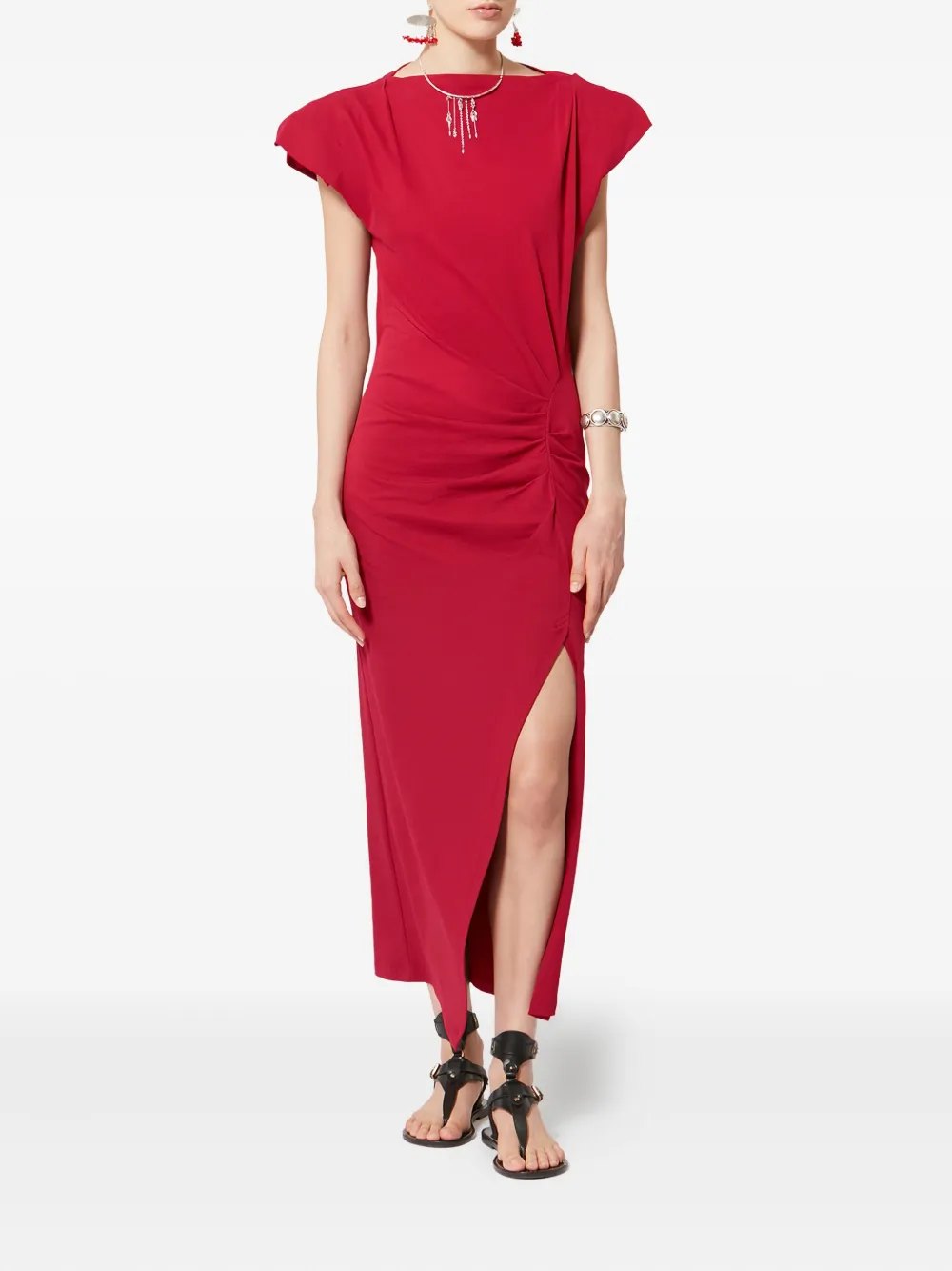 ISABEL MARANT Nadela draped slit maxi dress - Rood