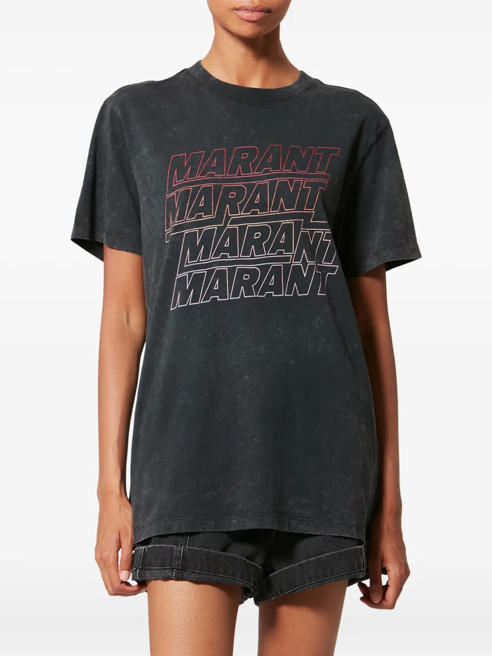 Isabel Marant Étoile Zoeline Printed Cotton Jersey T-shirt In Black