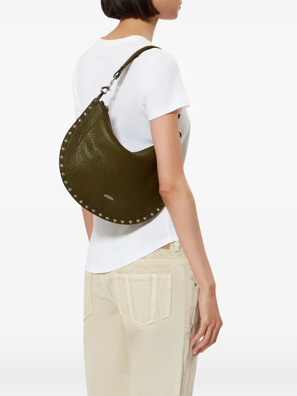 ISABEL MARANT Oskan studded zip shoulder strap - Groen