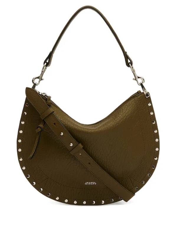 Isabel Marant Oskan Soft Zip Bubble Leather Bag in Green