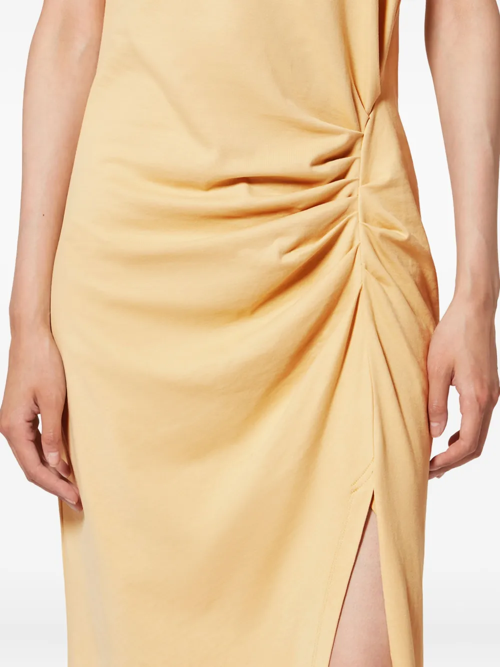 Isabel Marant Nadela Ruched Slit Maxi Dress In Yellow