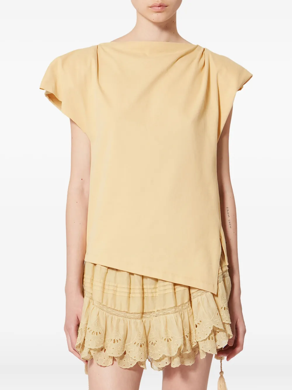 Isabel Marant Sebani Draped Asymmetric Tee T-shirt In Yellow