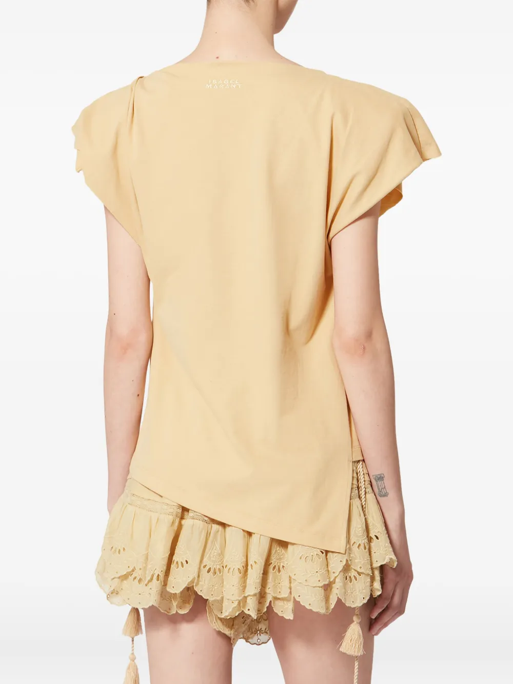Isabel Marant Sebani Draped Asymmetric Tee T-shirt In Yellow